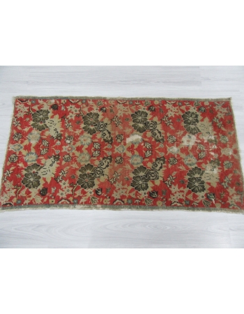 Vintage Distressed Small Floral Turkish Rug