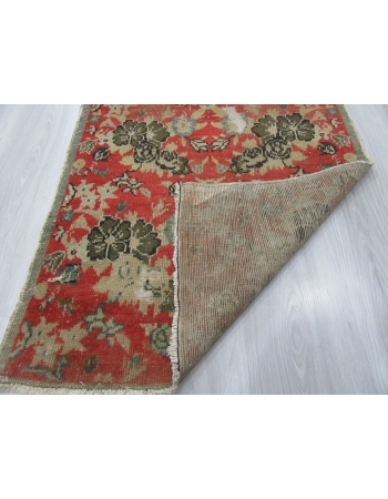 Vintage Distressed Small Floral Turkish Rug
