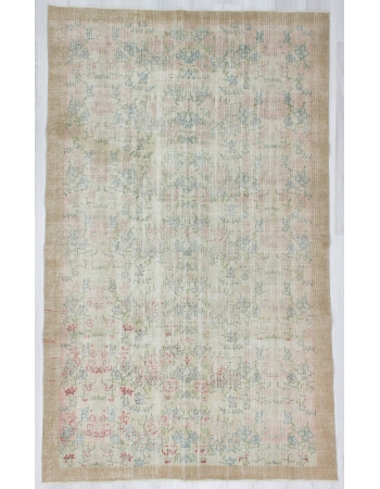 Distressed Vintage Floral Turkish Rug