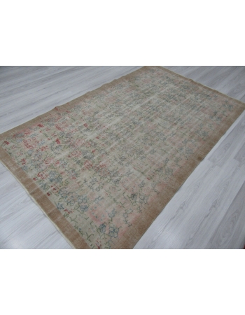 Distressed Vintage Floral Turkish Rug