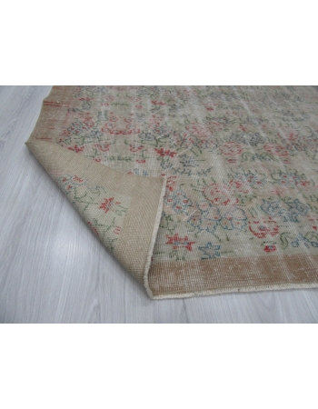 Distressed Vintage Floral Turkish Rug