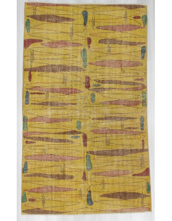 Vintage Yellow Turkish Art Deco Rug