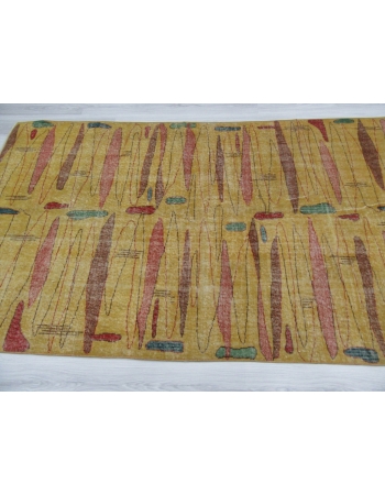 Vintage Yellow Turkish Art Deco Rug