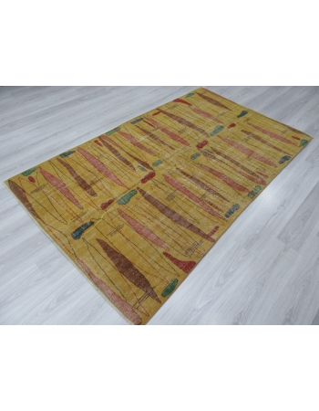 Vintage Yellow Turkish Art Deco Rug