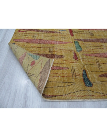 Vintage Yellow Turkish Art Deco Rug