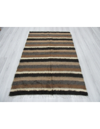 Striped Vintage Turkish Blanket Kilim Rug