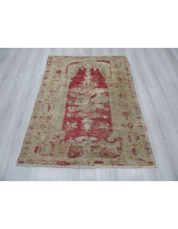 Worn Out Vintage Turkish Ghordes Rug