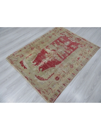 Worn Out Vintage Turkish Ghordes Rug