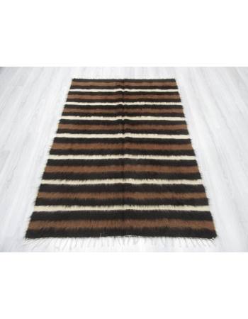Vintage Striped Decorative Turkish Blanket Kilim Rug