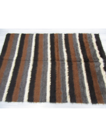 Decorative Brown White Black Striped Blanket Kilim Rug