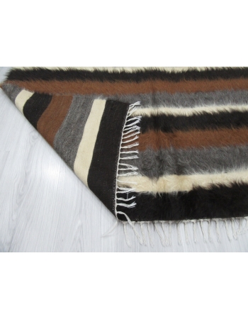Decorative Brown White Black Striped Blanket Kilim Rug