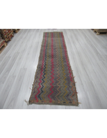 Vintage Embroidered Decorative Cotton Kilim Rug