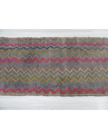 Vintage Embroidered Decorative Cotton Kilim Rug