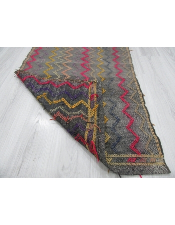 Vintage Embroidered Decorative Cotton Kilim Rug