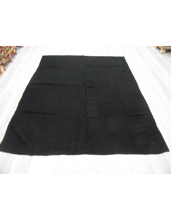 Vintage Black Re-Dyed Wool Kilim Rug