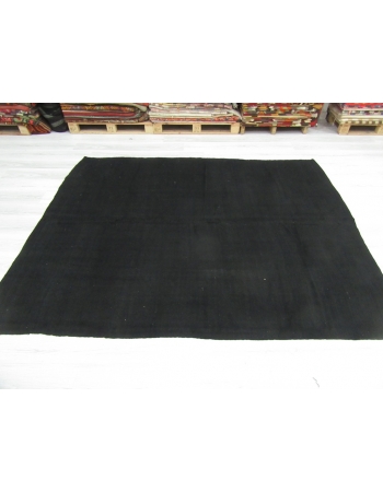 Vintage Black Re-Dyed Wool Kilim Rug