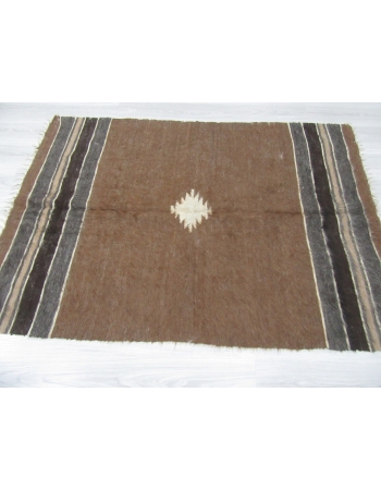 Vintage Decorative Brown Turkish Blanket Kilim Rug