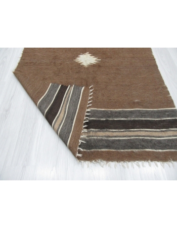 Vintage Decorative Brown Turkish Blanket Kilim Rug