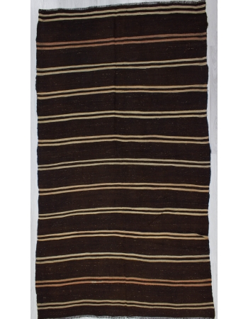 Striped Vintage Dark Brown Kilim Rug