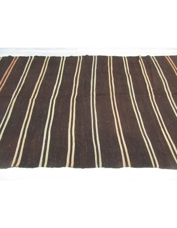 Striped Vintage Dark Brown Kilim Rug