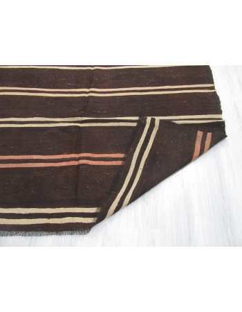 Striped Vintage Dark Brown Kilim Rug