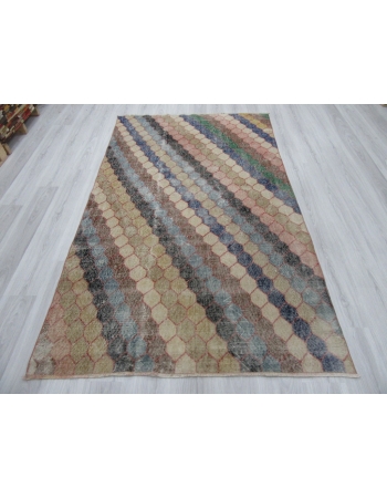 Vintage Distressed Turkish Art Deco Rug