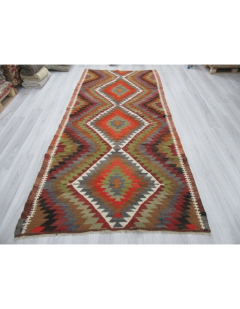 Handwoven Vintage ZigZag Turkish Kilim Rug