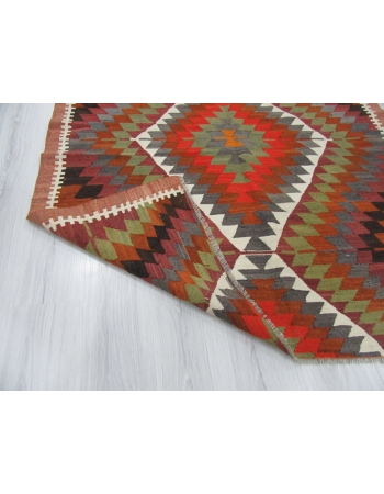 Handwoven Vintage ZigZag Turkish Kilim Rug