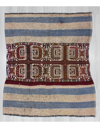 Decorative Small Embroidered Turkish Kilim Rug