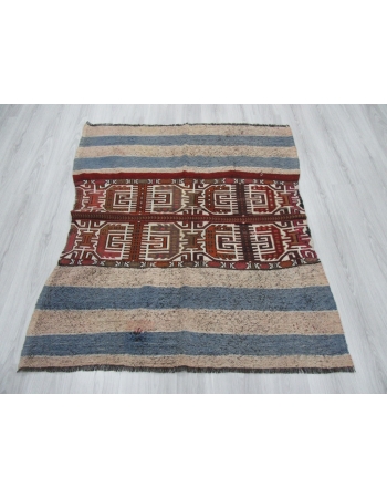 Decorative Small Embroidered Turkish Kilim Rug