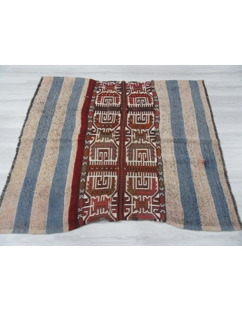 Decorative Small Embroidered Turkish Kilim Rug