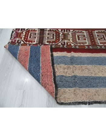 Decorative Small Embroidered Turkish Kilim Rug