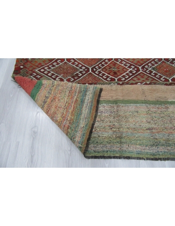 Decorative Small Vintage Embroidered Kilim Rug