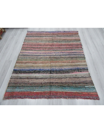 Vintage Striped Turkish Rag Rug