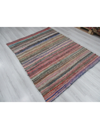 Vintage Striped Turkish Rag Rug