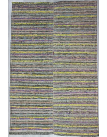 Striped Large Vintage Turkish Rag Rug