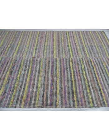 Striped Large Vintage Turkish Rag Rug