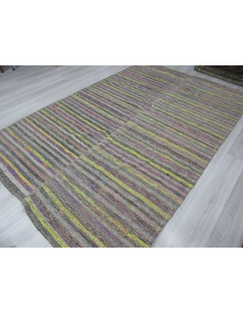 Striped Large Vintage Turkish Rag Rug