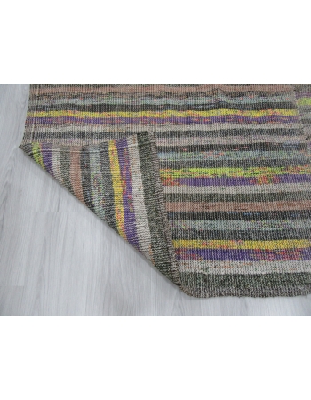 Striped Large Vintage Turkish Rag Rug