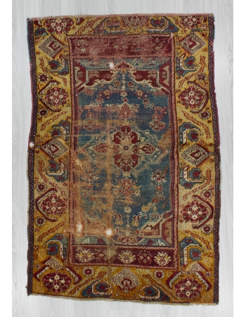 Distressed Antique Unique Turkish Wool Rug