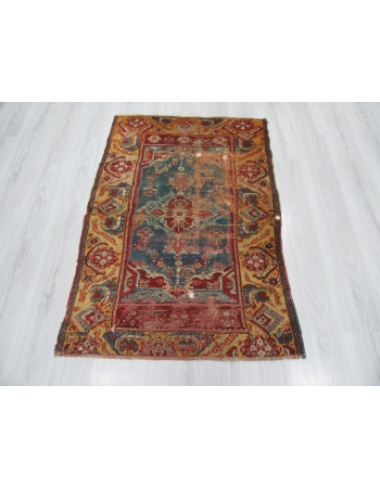 Distressed Antique Unique Turkish Wool Rug