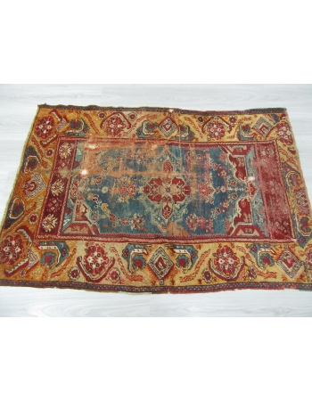 Distressed Antique Unique Turkish Wool Rug