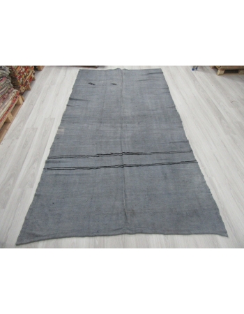 Vintage Gray Overdyed Turkish Hemp Kilim Rug