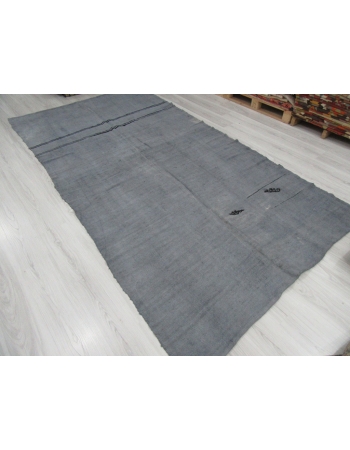 Vintage Gray Overdyed Turkish Hemp Kilim Rug