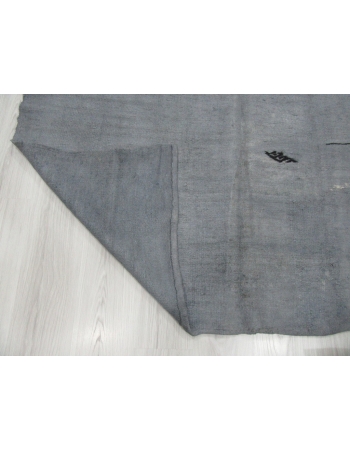 Vintage Gray Overdyed Turkish Hemp Kilim Rug