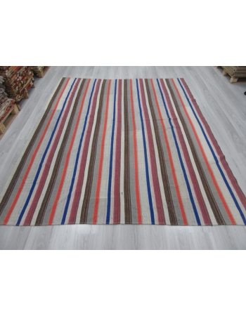 Large Handwoven Striped Kilim Rug