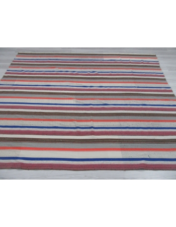 Large Handwoven Striped Kilim Rug