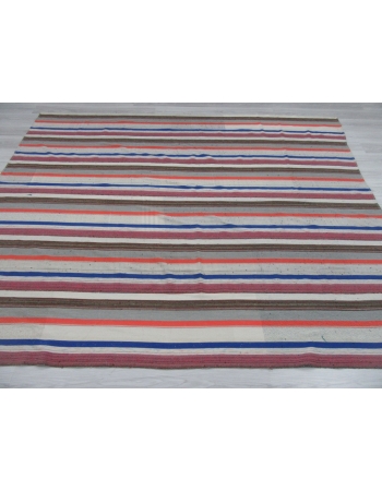 Large Handwoven Striped Kilim Rug