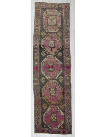 Handknotted Vintage Turkish Runner Rug