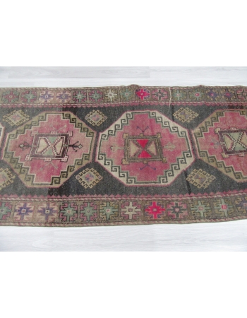 Handknotted Vintage Turkish Runner Rug